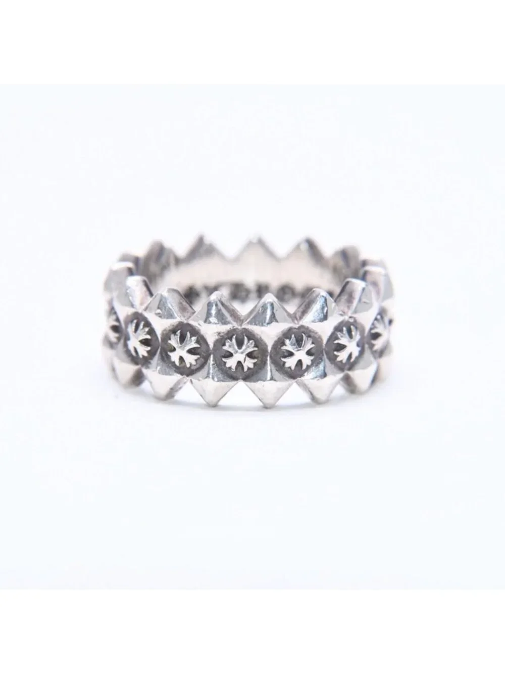 Chrome Hearts Double Pyramid Plus Ring 925 Sterling Silver
